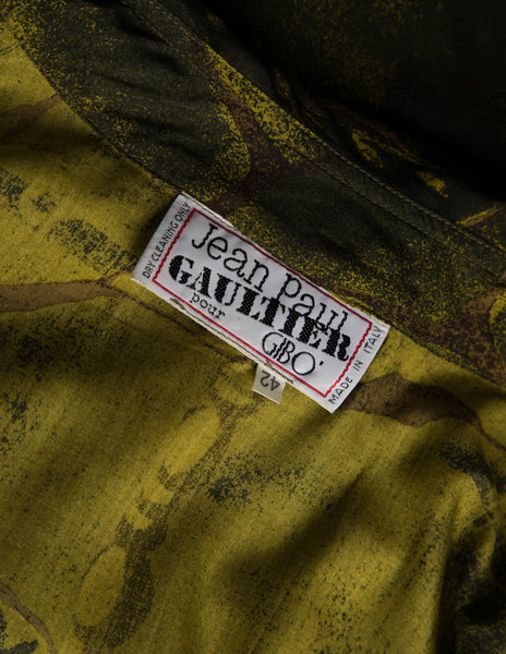 Jean Paul Gaultier Vintage AW 1983 Green Medusa Print Cropped Trench Jacket
