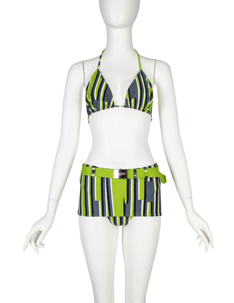 Jean Paul Gaultier Vintage SS 1996 Green Graphic Two Piece Swimsuit