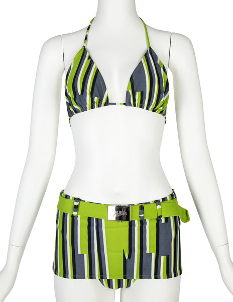 Jean Paul Gaultier Vintage SS 1996 Green Graphic Two Piece Swimsuit