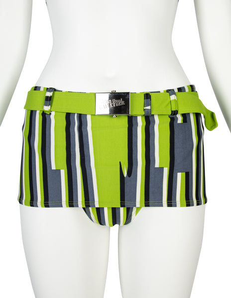Jean Paul Gaultier Vintage SS 1996 Green Graphic Two Piece Swimsuit
