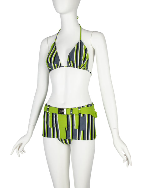 Jean Paul Gaultier Vintage SS 1996 Green Graphic Two Piece Swimsuit