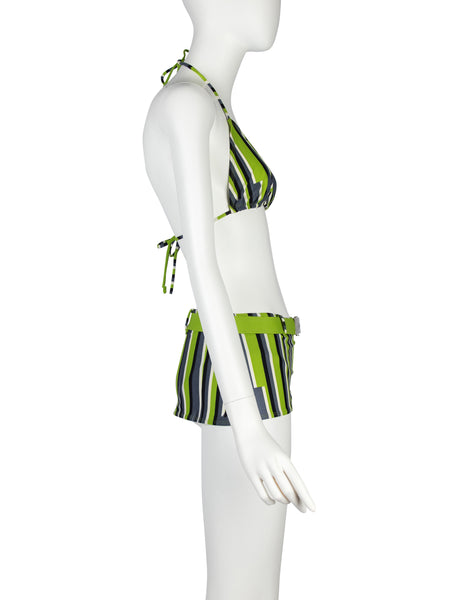 Jean Paul Gaultier Vintage SS 1996 Green Graphic Two Piece Swimsuit