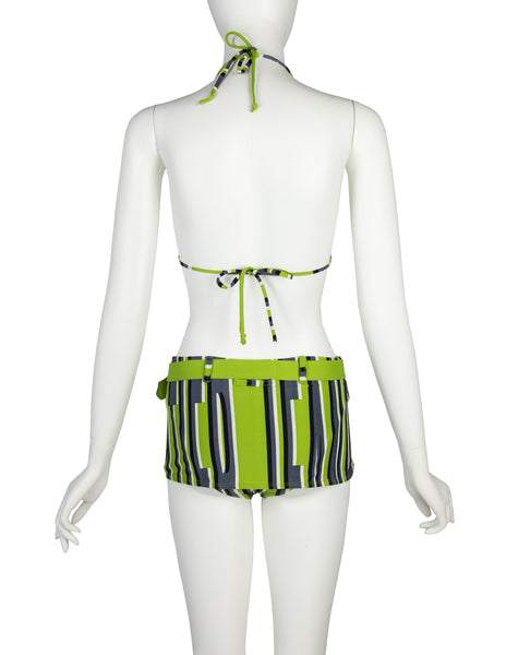 Jean Paul Gaultier Vintage SS 1996 Green Graphic Two Piece Swimsuit