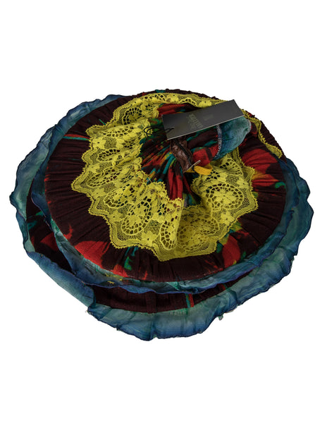 Jean Paul Gaultier Vintage SS 2000 'Love Boat' Tropical Mesh and Lace Packable Wide Brim Hat
