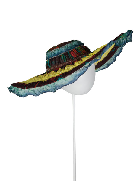 Jean Paul Gaultier Vintage SS 2000 'Love Boat' Tropical Mesh and Lace Packable Wide Brim Hat