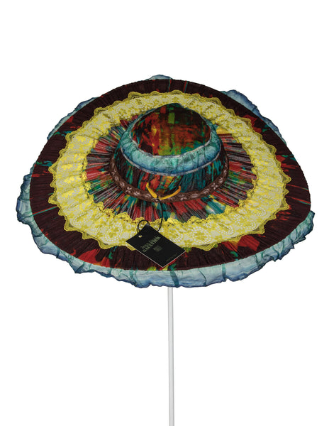 Jean Paul Gaultier Vintage SS 2000 'Love Boat' Tropical Mesh and Lace Packable Wide Brim Hat
