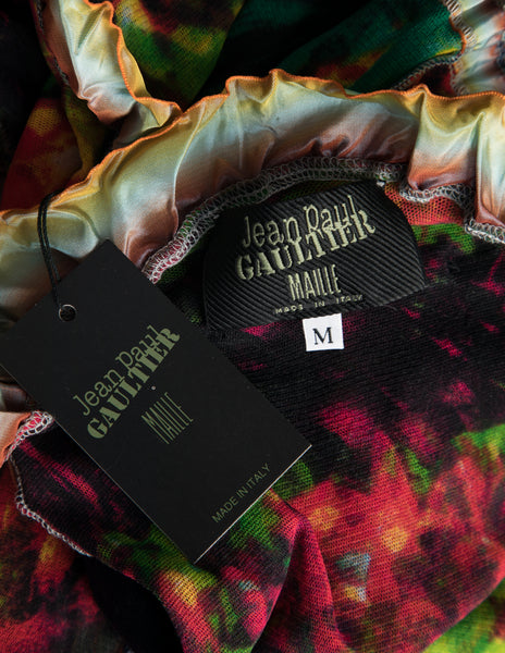 Jean Paul Gaultier Vintage SS 2000 Phenomenal 'Love Boat' Tahitian Tropical Print Mesh Gown