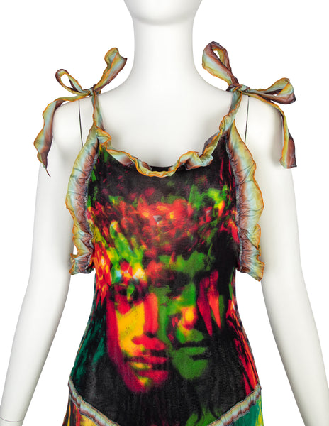 Jean Paul Gaultier Vintage SS 2000 Phenomenal 'Love Boat' Tahitian Tropical Print Mesh Gown