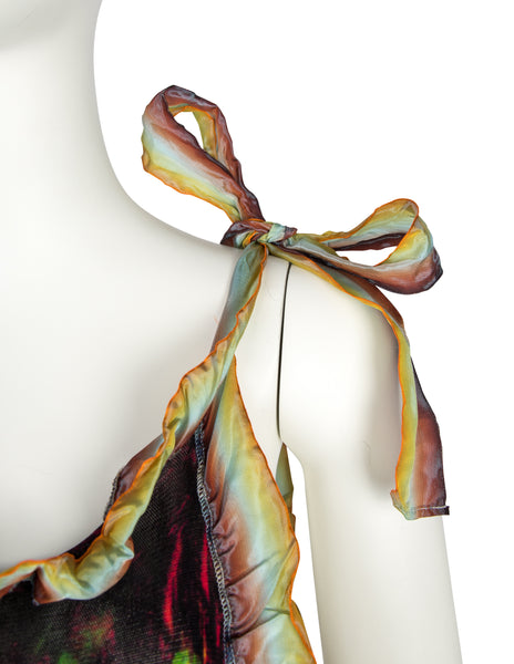 Jean Paul Gaultier Vintage SS 2000 Phenomenal 'Love Boat' Tahitian Tropical Print Mesh Gown