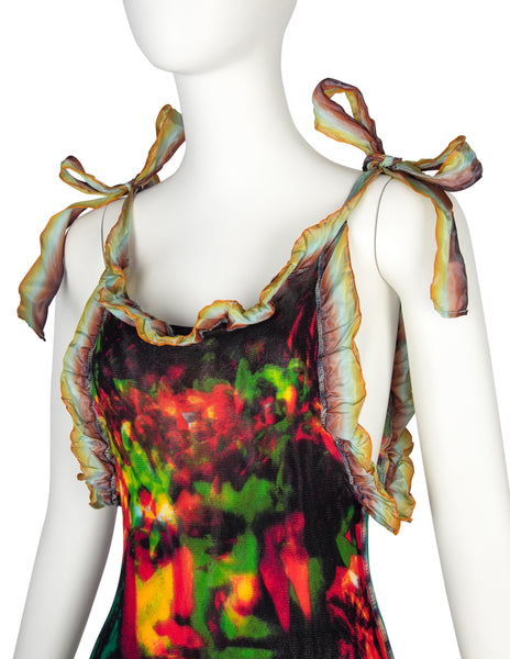 Jean Paul Gaultier Vintage SS 2000 Phenomenal 'Love Boat' Tahitian Tropical Print Mesh Gown
