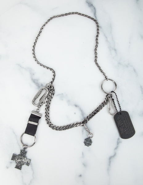 Jean Paul Gaultier Vintage 1990s Dog Tag and Medal Chain Necklace