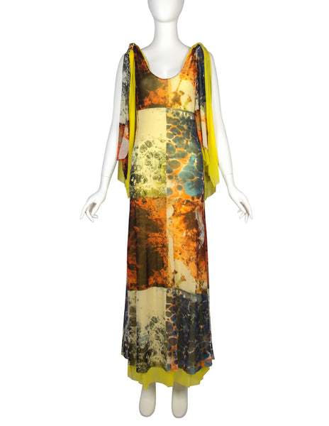 Jean Paul Gaultier Vintage SS 2000 Rare Bacteria Print Mesh Maxi Dress