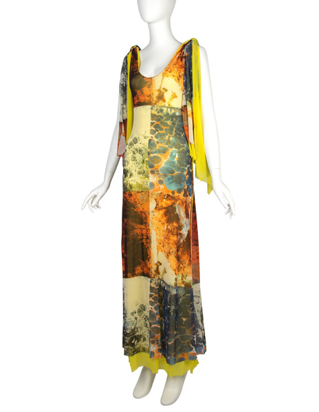 Jean Paul Gaultier Vintage SS 2000 Rare Bacteria Print Mesh Maxi Dress