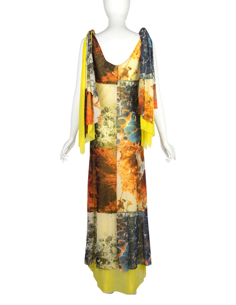 Jean Paul Gaultier Vintage SS 2000 Rare Bacteria Print Mesh Maxi Dress