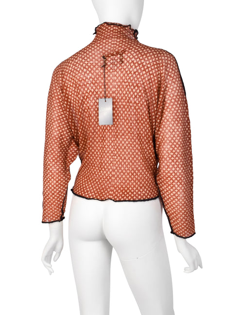 Jean Paul Gaultier Vintage AW 2000 Red Beige Star Print Sheer Wool