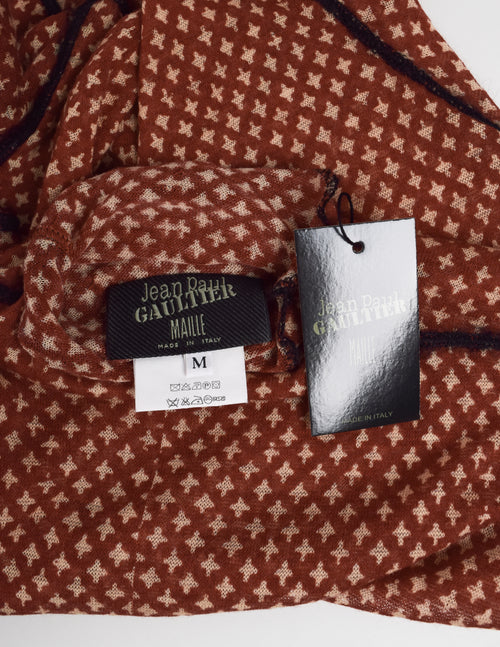 Jean Paul Gaultier Vintage AW 2000 Red Beige Star Print Sheer Wool