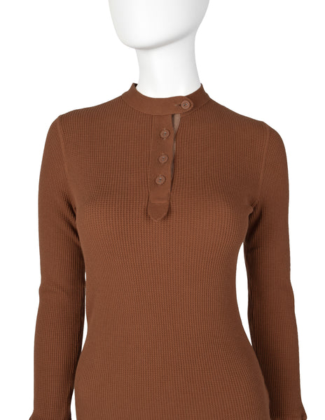 Jean Paul Gaultier Vintage AW 1999 Terracotta Rust Henley Thermal Top