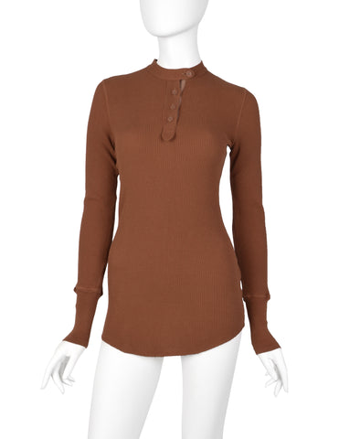 Jean Paul Gaultier Vintage AW 1999 Terracotta Rust Henley Thermal Top