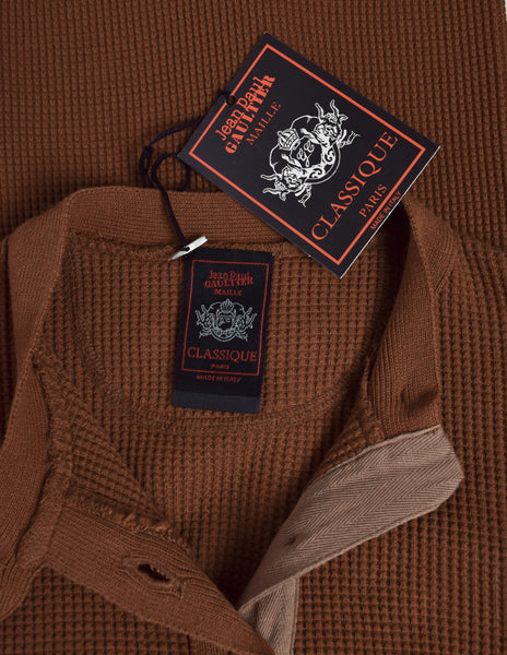 Jean Paul Gaultier Vintage AW 1999 Terracotta Rust Henley Thermal Top