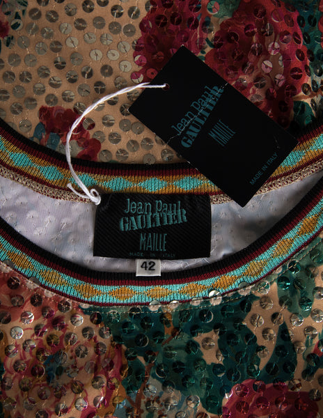 Jean Paul Gaultier Vintage SS 1991 Sequin Floral Mini Dress