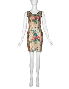 Jean Paul Gaultier Vintage SS 1991 Sequin Floral Mini Dress