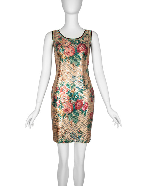 jean paul gaultier mini dress Jean Paul Gaultier Vintage SS 1991 Sequin Floral Mini Dress – Amarcord Vintage Fashion