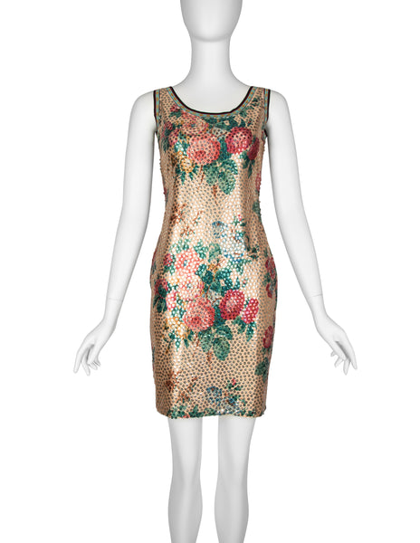 Jean Paul Gaultier Vintage SS 1991 Sequin Floral Mini Dress