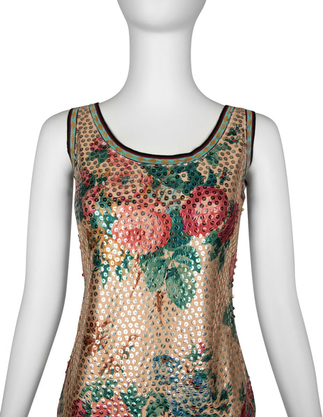 Jean Paul Gaultier Vintage SS 1991 Sequin Floral Mini Dress
