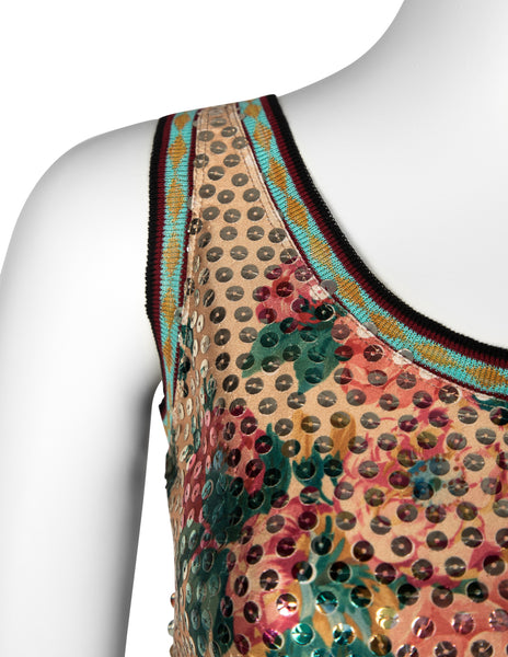 Jean Paul Gaultier Vintage SS 1991 Sequin Floral Mini Dress