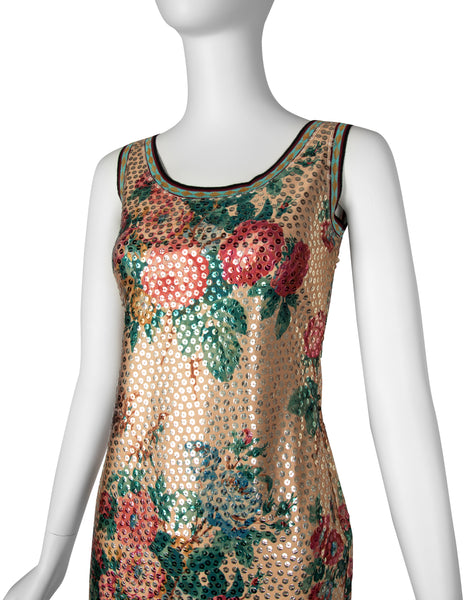 Jean Paul Gaultier Vintage SS 1991 Sequin Floral Mini Dress