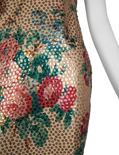 Jean Paul Gaultier Vintage SS 1991 Sequin Floral Mini Dress