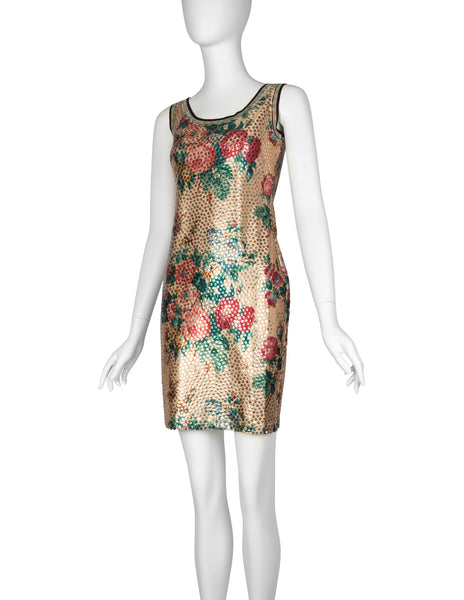 Jean Paul Gaultier Vintage SS 1991 Sequin Floral Mini Dress