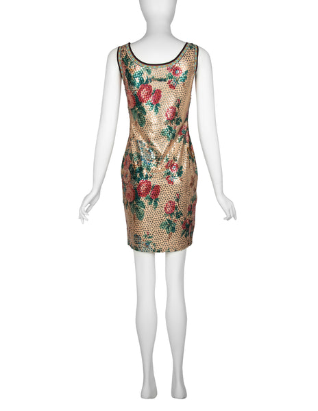 Jean Paul Gaultier Vintage SS 1991 Sequin Floral Mini Dress