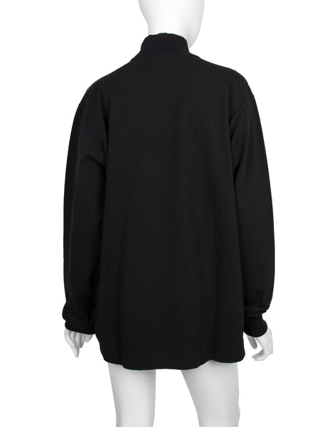 Jean Paul Gaultier Vintage AW 1992 Shoe & Leg Print Metallic Silver and Black Long Sleeve Shirt