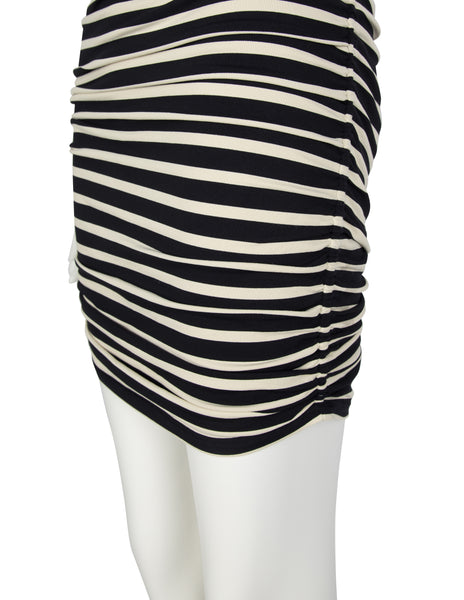 Jean Paul Gaultier Vintage Black White Striped Red Flower Ruched Mini Dress / Skirt
