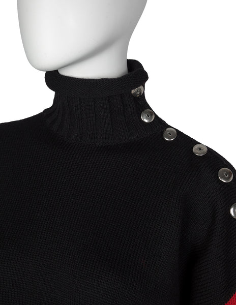 Jean Paul Gaultier Vintage AW 1992 Mens Black and Red Sweater with Studded Sleeves