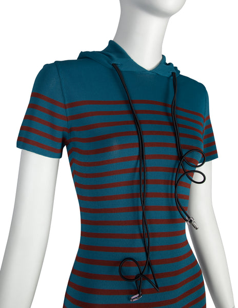Jean Paul Gaultier SS 1990 Striped Knit Hooded Mini Dress
