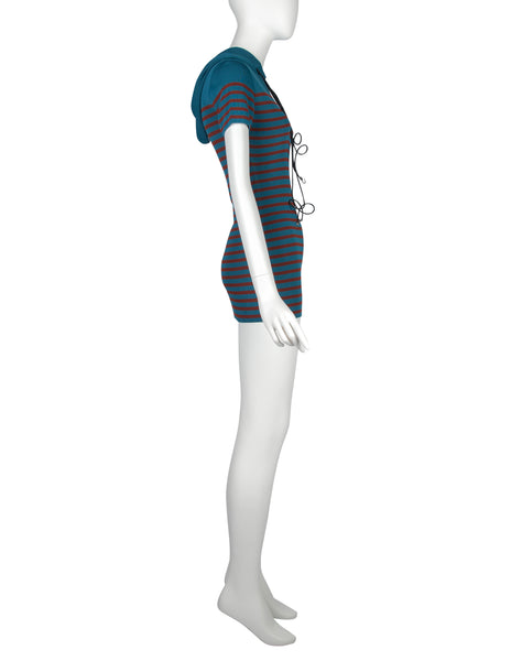 Jean Paul Gaultier SS 1990 Striped Knit Hooded Mini Dress