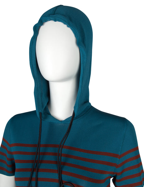 Jean Paul Gaultier SS 1990 Striped Knit Hooded Mini Dress