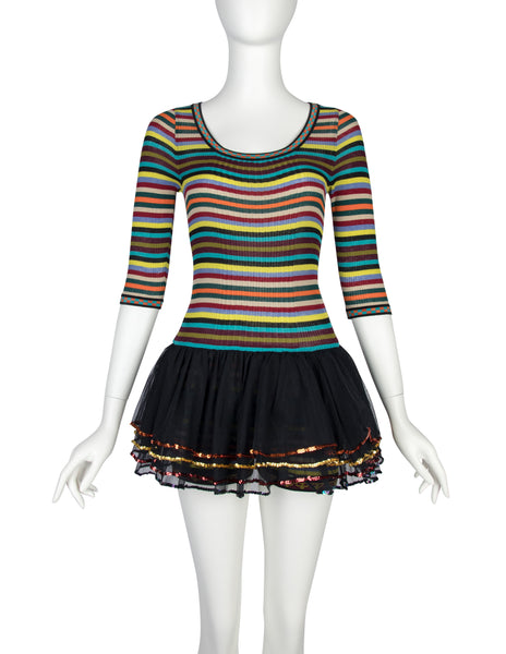 Jean Paul Gaultier Vintage SS 1991 Rainbow Striped Tutu Romper