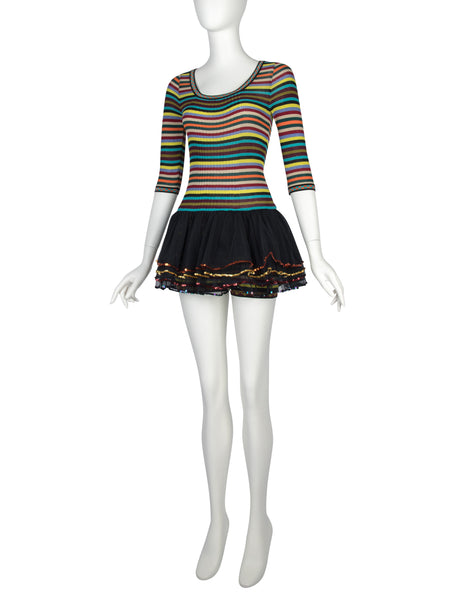 Jean Paul Gaultier Vintage SS 1991 Rainbow Striped Tutu Romper
