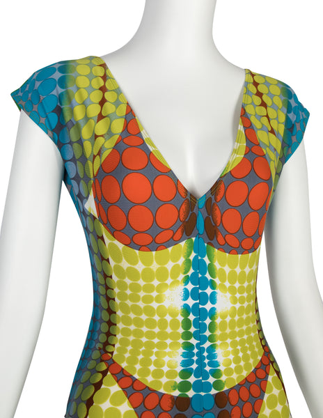 Jean Paul Gaultier Vintage SS 1996 Iconic Cyber Dot Trompe L'oeil Swimsuit