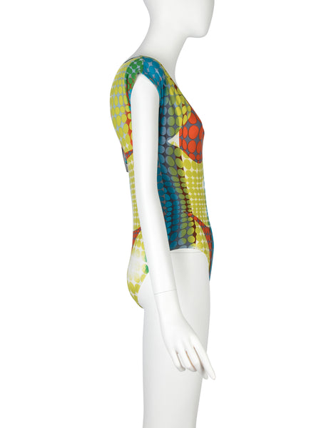 Jean Paul Gaultier Vintage SS 1996 Iconic Cyber Dot Trompe L'oeil Swimsuit