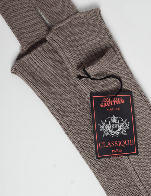 gaultier handschuhe Jean Paul Gaultier Vintage AW 2000 Taupe Knit Attached Gloves