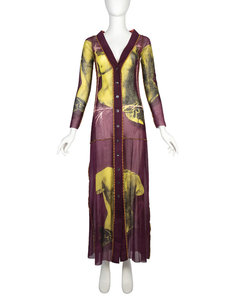 Jean Paul Gaultier Vintage SS 1999 Iconic Venus de Milo Trompe L'oeil Print Button Front Dress