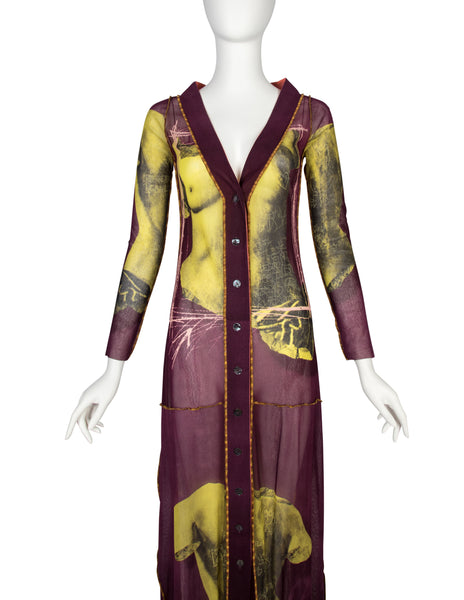 Jean Paul Gaultier Vintage SS 1999 Iconic Venus de Milo Trompe L'oeil Print Button Front Dress