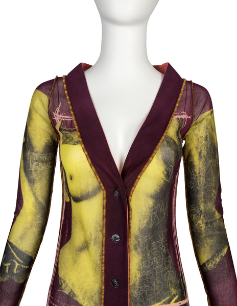Jean Paul Gaultier Vintage SS 1999 Iconic Venus de Milo Trompe L'oeil Print Button Front Dress
