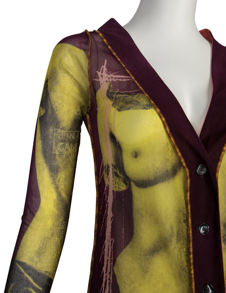 Jean Paul Gaultier Vintage SS 1999 Iconic Venus de Milo Trompe L'oeil Print Button Front Dress