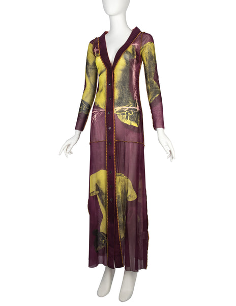 Jean Paul Gaultier Vintage SS 1999 Iconic Venus de Milo Trompe L'oeil Print Button Front Dress