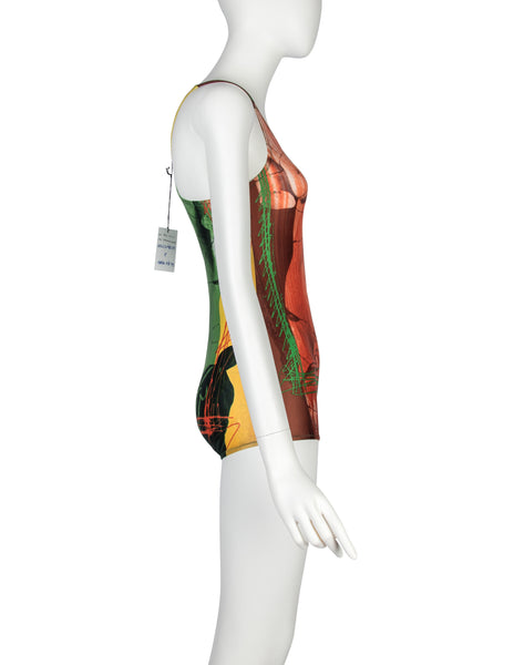 Jean Paul Gaultier Vintage SS 1999 Iconic Venus de Milo Colorful Trompe L'oeil Swimsuit